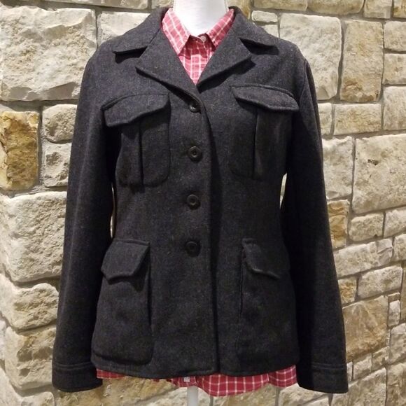 Abercrombie & Fitch Co. Womens size Medium Pea Coat Gray Y2K - Picture 1 of 7